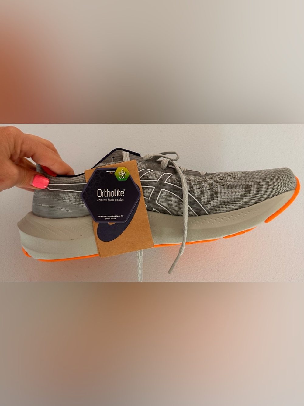 Asics Men's Grey Running Shoes with Orange Outsole